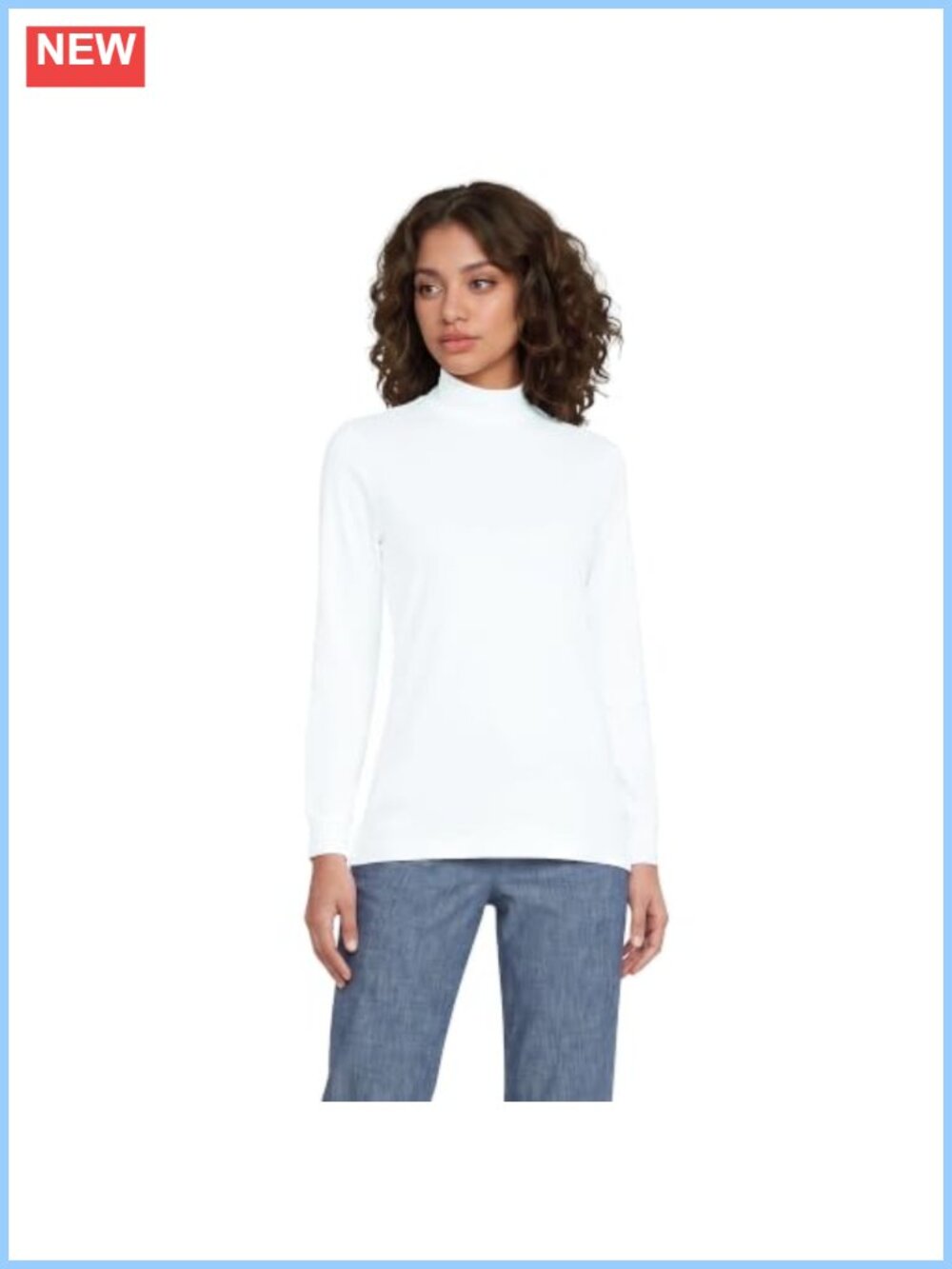 Lands' End Cotton Mock Turtleneck Pullover Sweater Relaxed Fit